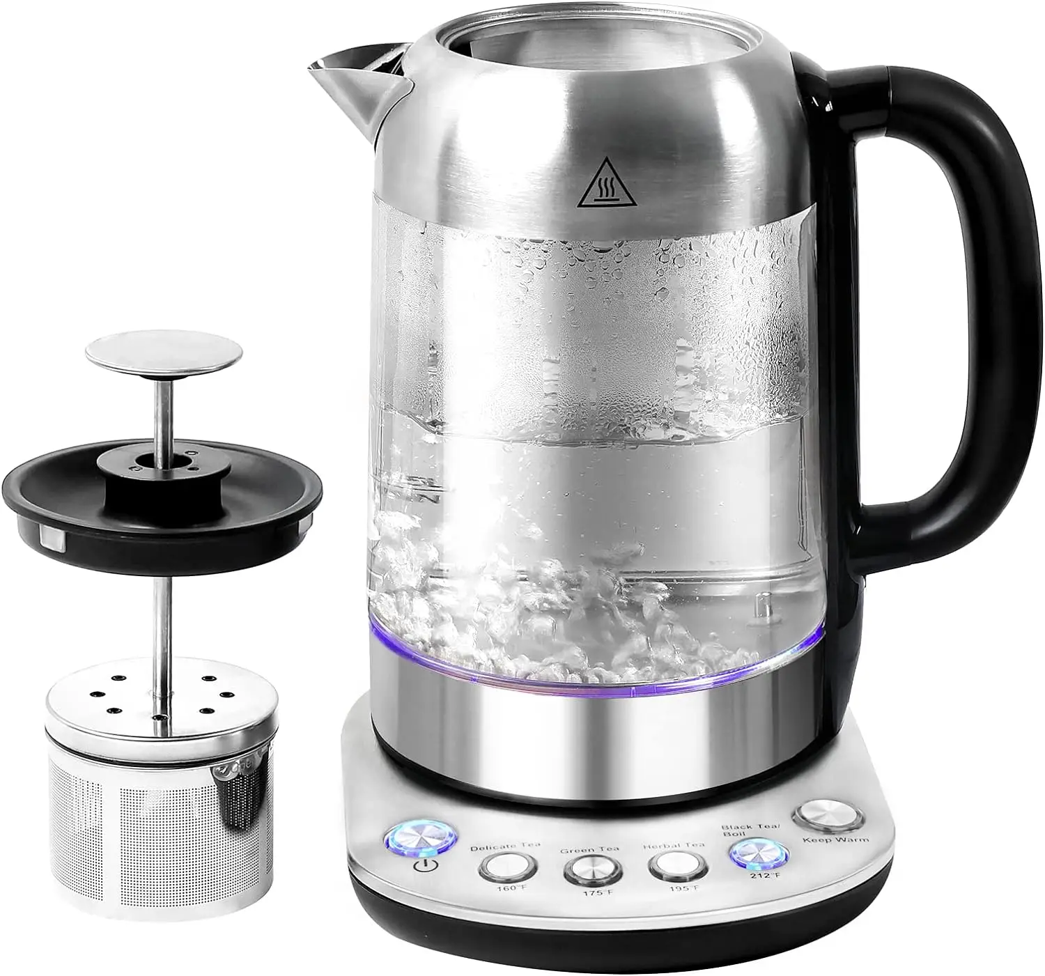 

Temperature Control With Tea Infuser, Keep Warm +4 Variable Presets Tea Kettle, 1500W Smart Boiler with Dry-Boil Protection,1.