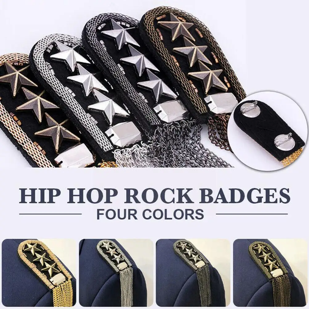 

1pc Five Star Tassel Chain Link Badges Military Star Beads Fabric Shoulder Epaulet On Epaulette Brooch Badge Medal Pin Meta R8m2