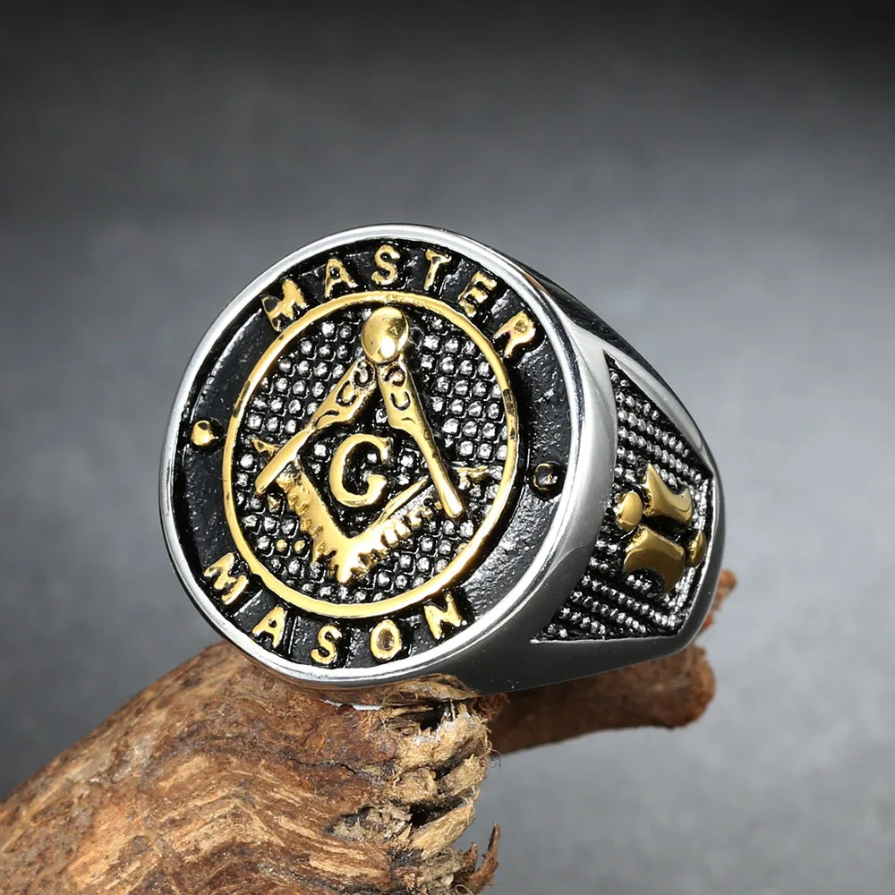 

Кольца мужские из нержавеющей стали, ювелирные изделия для масонской мастерской в стиле хип-хоп для байкеров, бойфренда, подарок для творчества