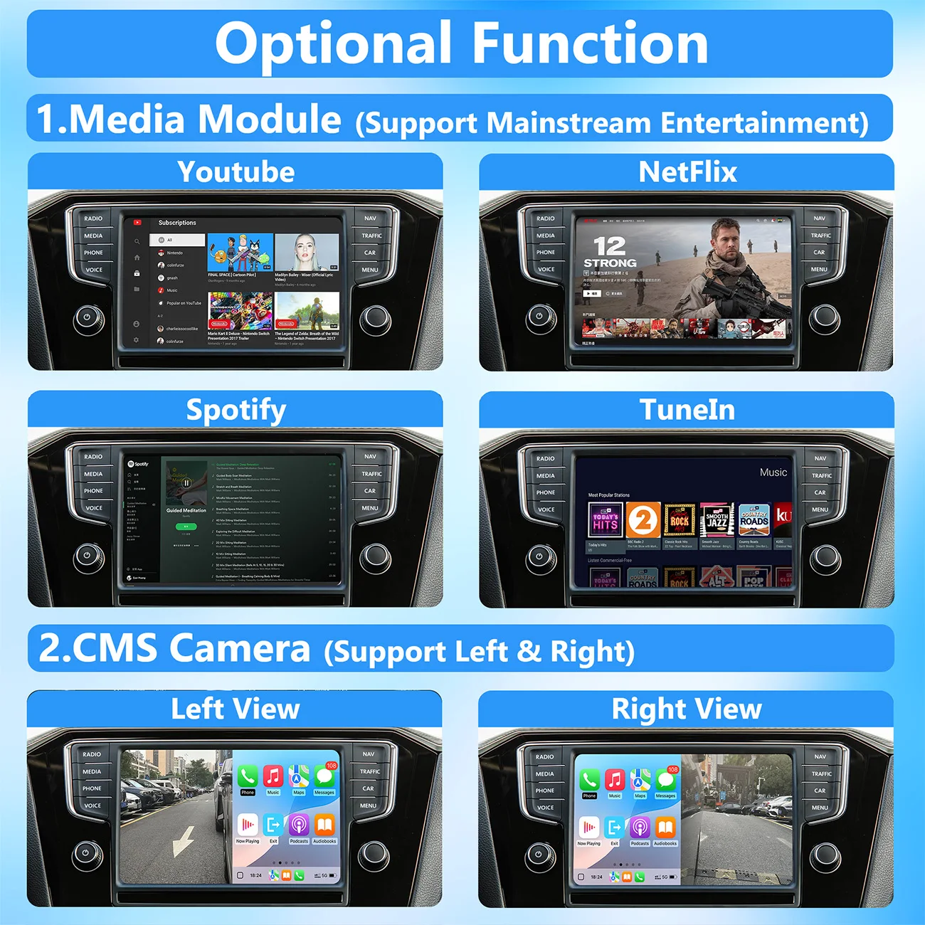 Фото Беспроводной Carplay Android Auto Airplay AutoLink для VW Volkswagen TIGUAN Teramont PHIDEON GOLF GTI POLO Passat B8 MAGOTAN (B8) №5