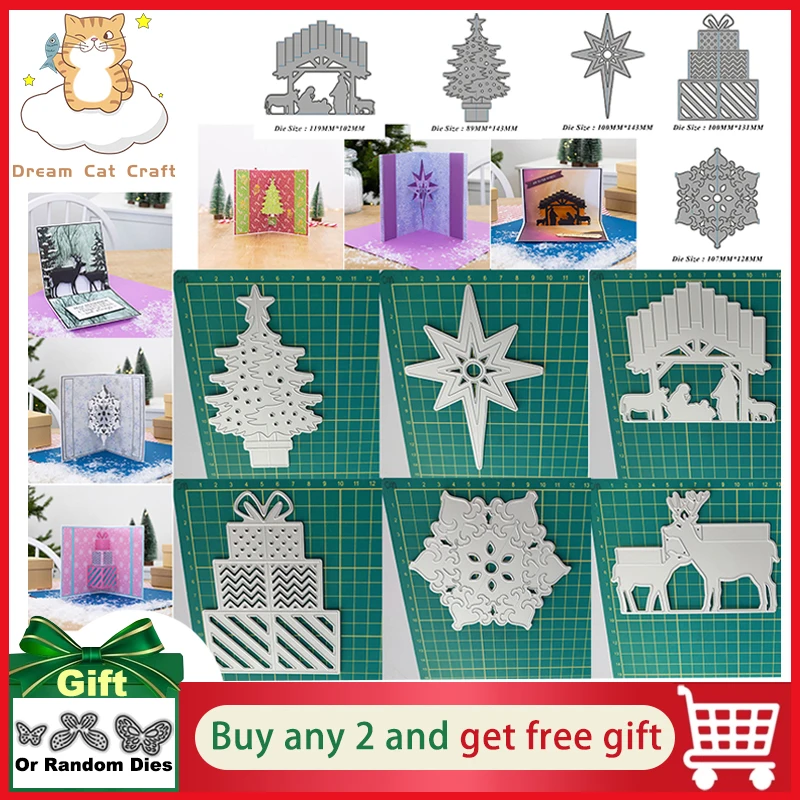 

Christmas 3D Combination Metal Cutting Dies Stencil DIY Scrapbooking Album Paper Card Template Mold Embossing Craft Decoration