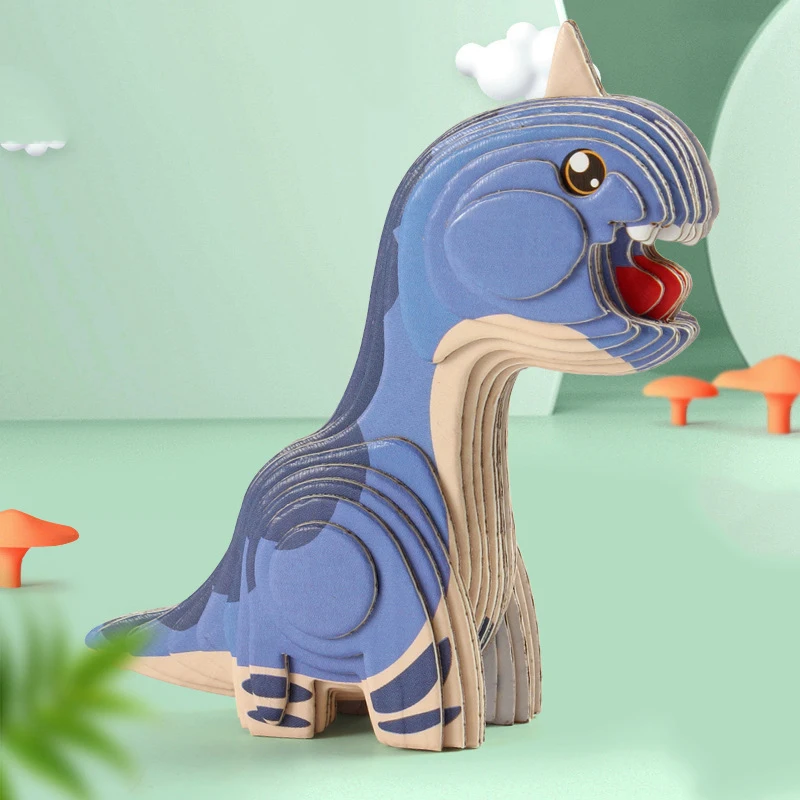 Деревянный динозавр с глазами пазл для мальчиков и девочек подарок 3D Обучающие