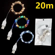USB LED 스트링 라이트, 구리, 실버 와이어, 화환 조명, 방수, 요정 조명, 크리스마스 웨딩 파티 장식, 3 10 20m