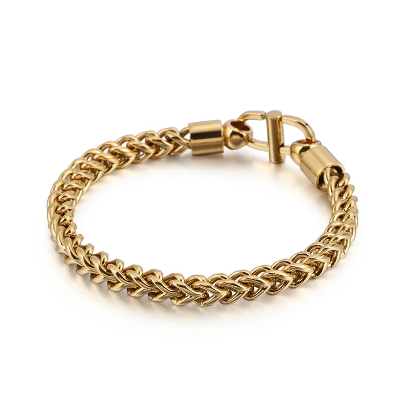 Trendy Simple Stainless Steel Braided Men's Bracelet For Hand Trend Rock Metal Link Chain Wristband Wholesale