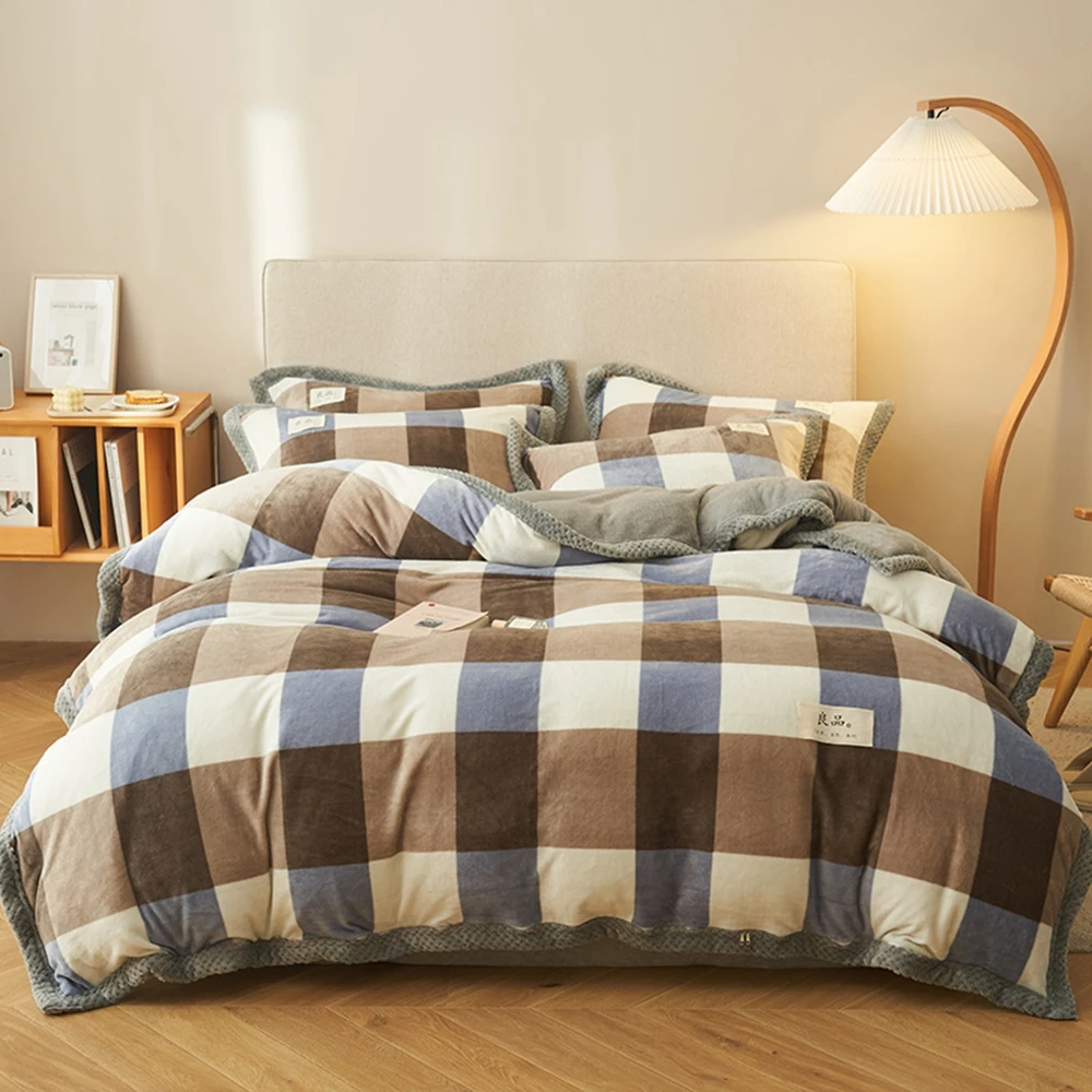 

Winter Soft Flanne Duvet Cover Blanket Warmth Double-sided Fleece Comforter Soft SingleTwin Queen King Quilt Bedding Cover