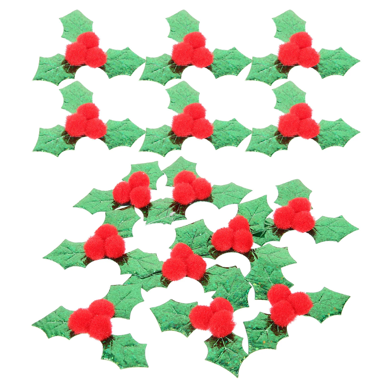 

100Pcs Christmas Holly Leaf Berry Decor Diy Wreath Material Crafting Holly Leaves Xmas Tree Decor