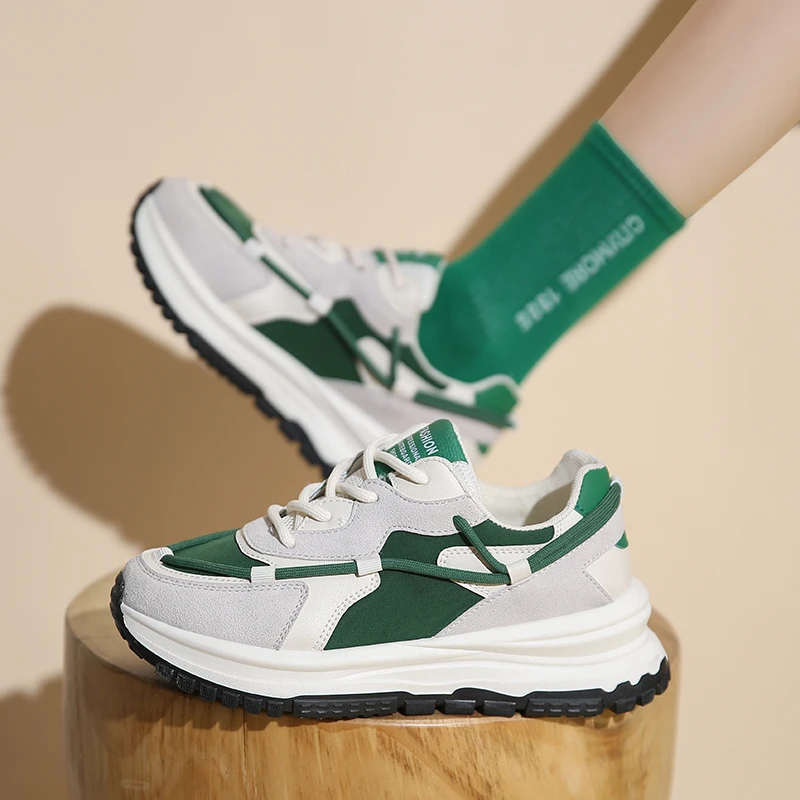 

XIXIYIPIN Fashion Casual Women Vulcanized Shoes Skateboard Lace-up Summer Walking Sneakers Non-slip Solid Woman Chunky Shoes