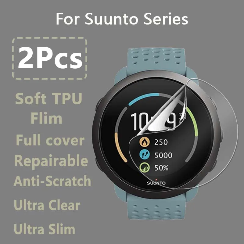 2Pcs For Suunto 9 Peak Baro 7 D5 5 3 Fitness Clear Soft Hydrogel Repairable Protective Film Screen Protector -Not Tempered Glass