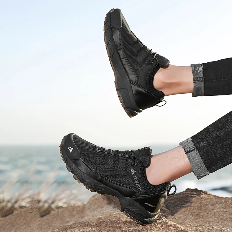 HIKEUP Men Hiking Boots Mesh Trekking Sneakers Breathable Durable Wearable Mountain Climbing Trail Jogging Outdoor Shoes