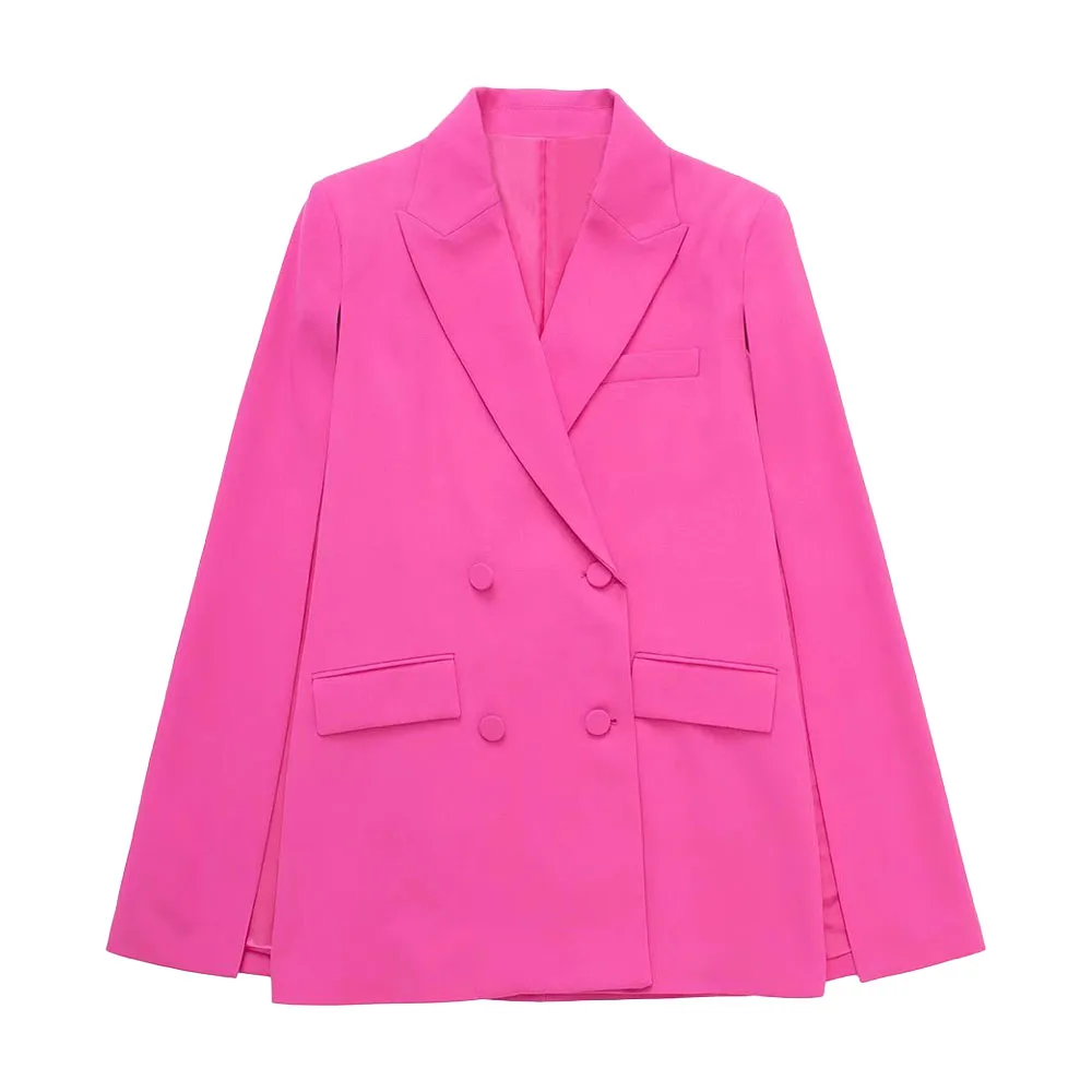 Женский двубортный Блейзер повседневный однотонный блейзер в стиле ретро с