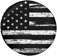 black white vintage american flag spare tire cover pvc leather waterproof dust proof universal wheel cover fit