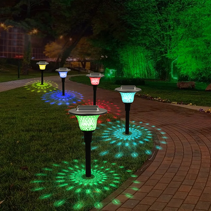 

Светодиодный садовый уличный фонарь на солнечной батарее, водонепроницаемый светильник для газона, Напольная Лампа, ландшафтный RGB Точечны...