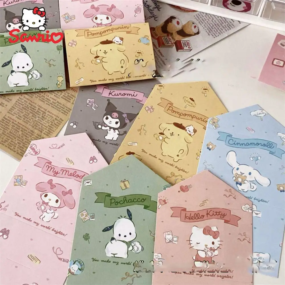 

Original Hello Kitty Mymelody Kuromi Birthday Greeting Card Anime Cartoon Sanrio Series Tri-Fold Card Send Girlfriends Gift Card