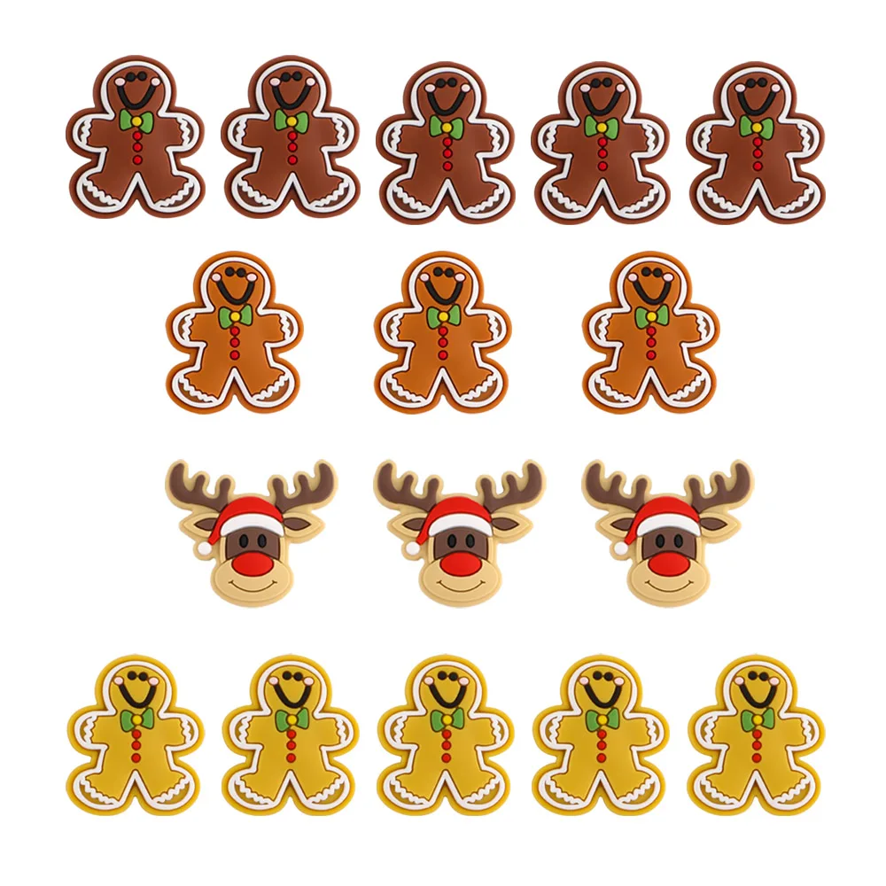 5/10Pcs Silicone Beads Christmas Focus Beads Food Grade For Jewelry Making DIY Pacifier Chain Bracelet Pen Keychain Accessories