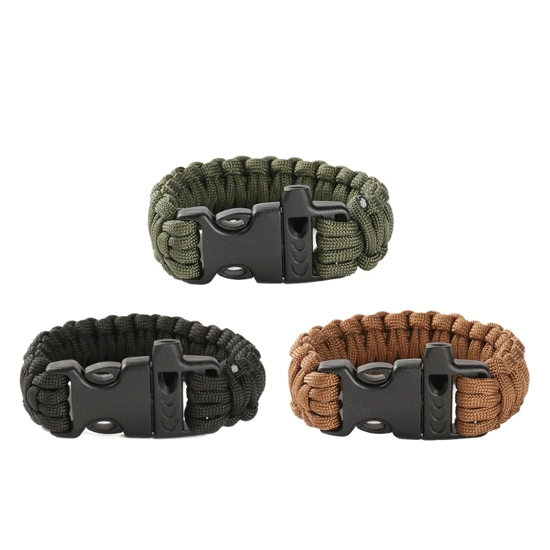 

Outdoor Paracord Survival Bangle Bracelets with Whistle Rope Wristband Camping Hiking Emergency Buckle Bracelet Jelwery