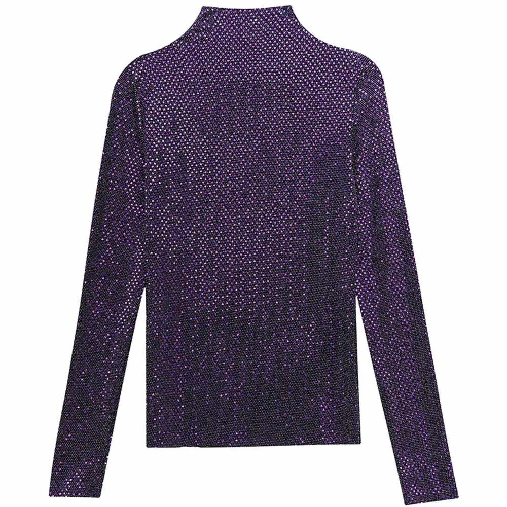 Яркая Золотая Футболка на весну и осень Корейская одежда пикантные блестящие