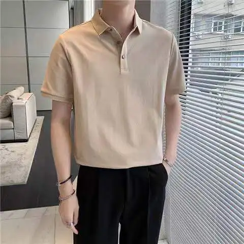 

B8442 Men's simple and personalized short sleeve polo 2022 new color placket Lapel T-shirt.
