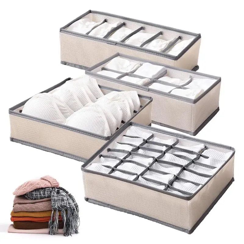 

Отделитель для ящика, разделитель для хранения, органайзер для ящика, 4 складных разделителя для носков, нижнего белья, кухни и