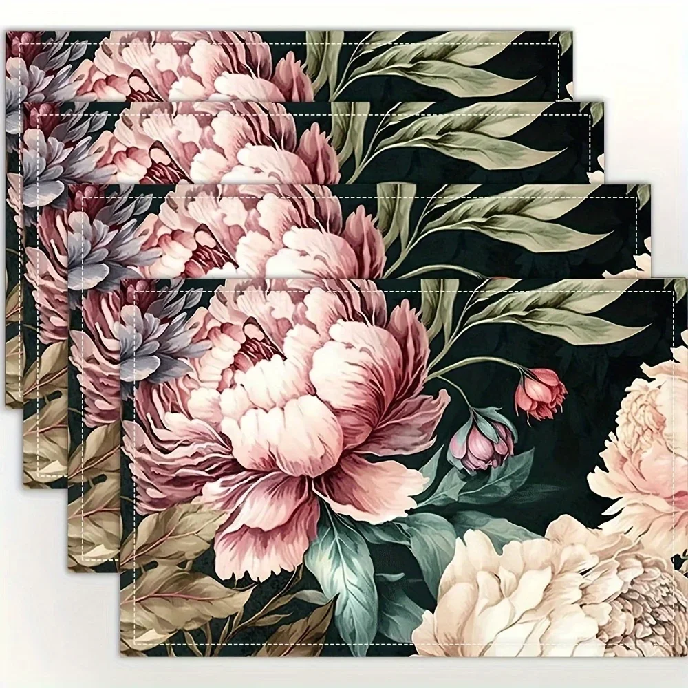 

Льняные тканые коврики для стола с цветочным узором