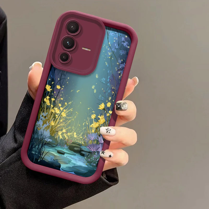 Силиконовый чехол с цветочным принтом для Vivo V60 V30 SE V30E V29E V50 V40 Pro V29 V27E V27 V25, мягкий противоударный матовый защитный бампер (art.: 3920d7fba3ce2) - 3920d7fba3ce2