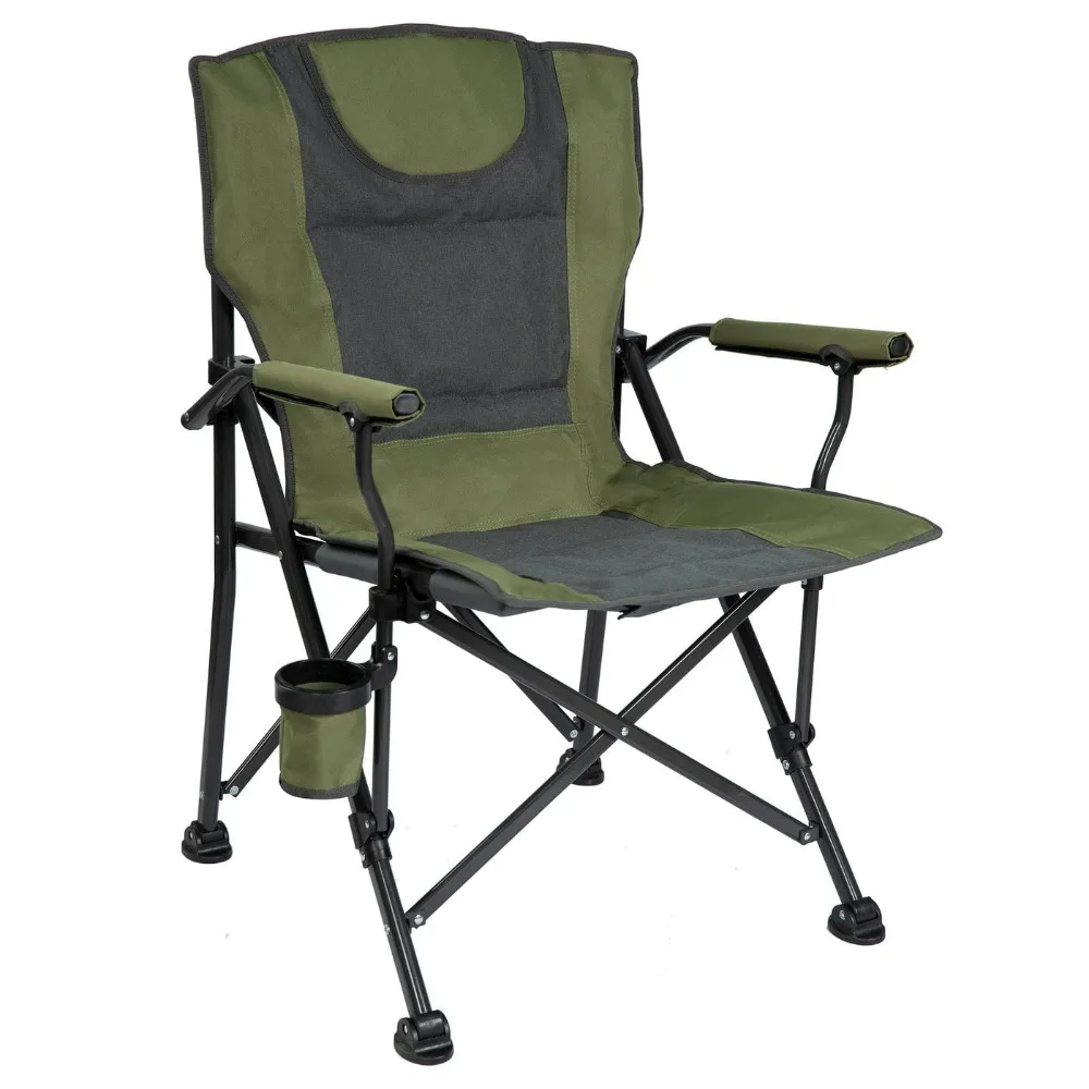 

Luxury Heated Portable Camp Chair - Green/Grey - Great for Camping, Sports and the Beach