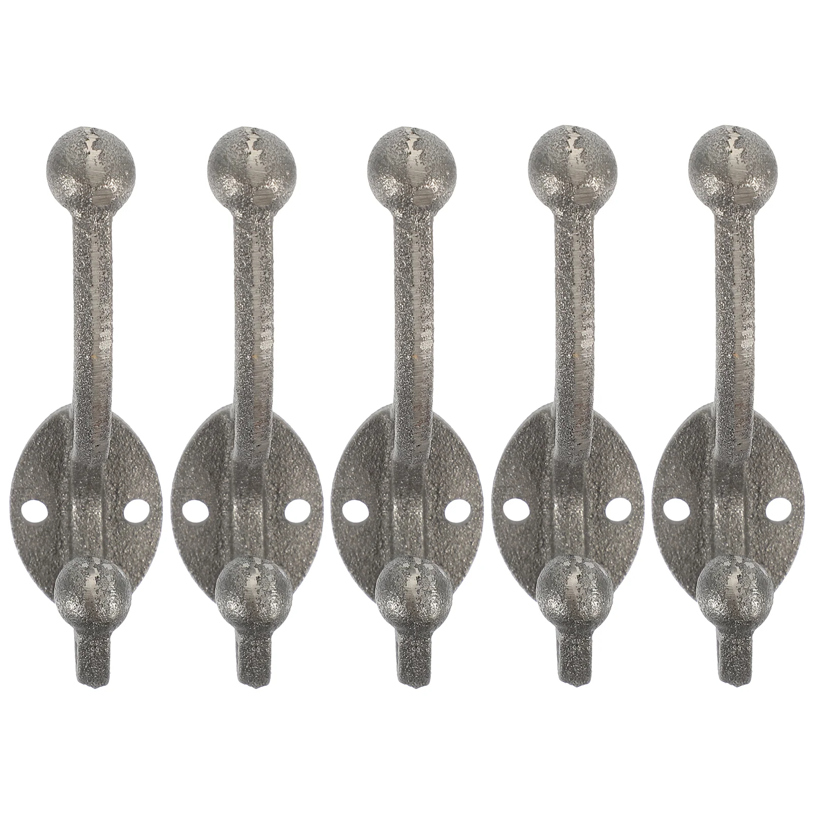 

5 Pcs Double Cast Iron Hook Heavy Duty Coat Hooks Wardrobe Hat Racks for Wall Hanging