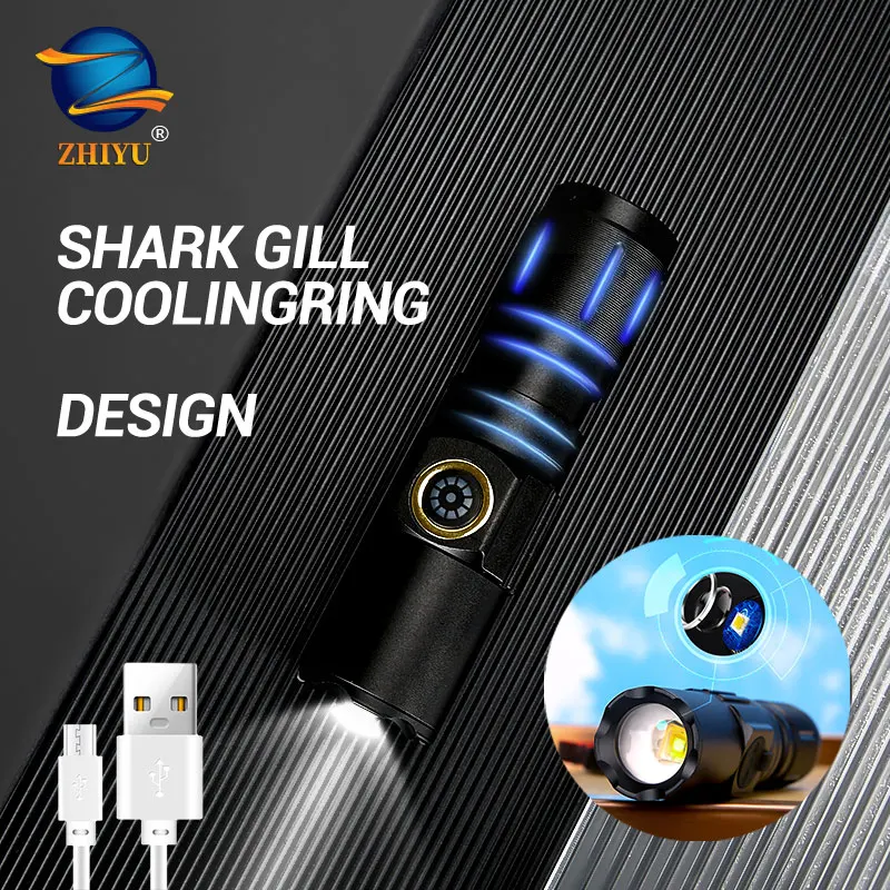 

Mini Portable Led Flashlight Strong Light USB Rechargeable Zoom Tactical Torch Lamp For High Power Camping Outdoor Emergency