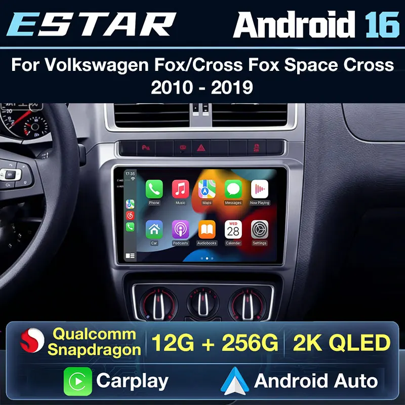 Фото Автомагнитола Android 16 для Volkswagen Fox Cross Fox Space Cross 2010-2019: Мультимедийный плеер, стерео, навигация, Wi-Fi, 4G, беспроводной GPS №1