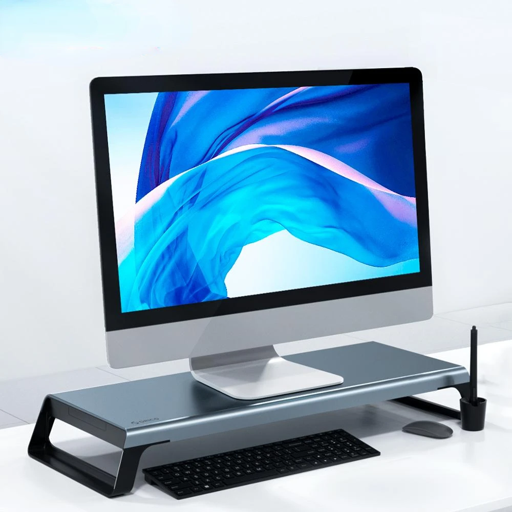 

Aluminum Monitor Stand Riser Wood Computer Universal Desktop Holder Bracket Organizer for PC Laptop MacBook Home Office|Monitor