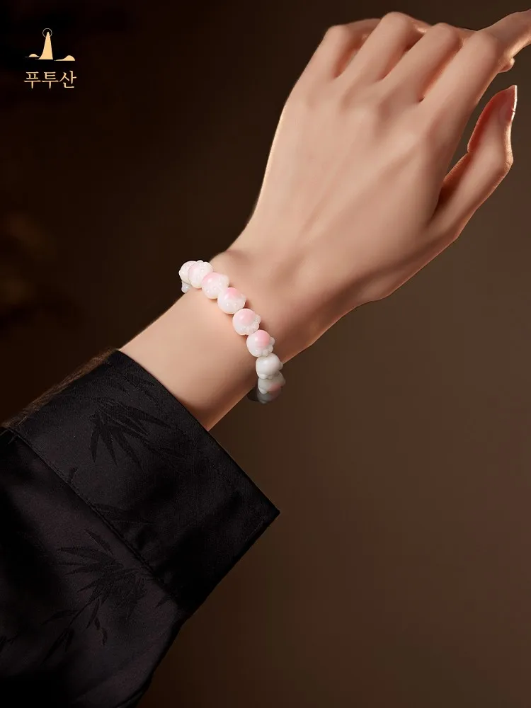 [Путуо Горный флагман] Браслет Бодхи с кошачьей лапой женский порошок вишневого