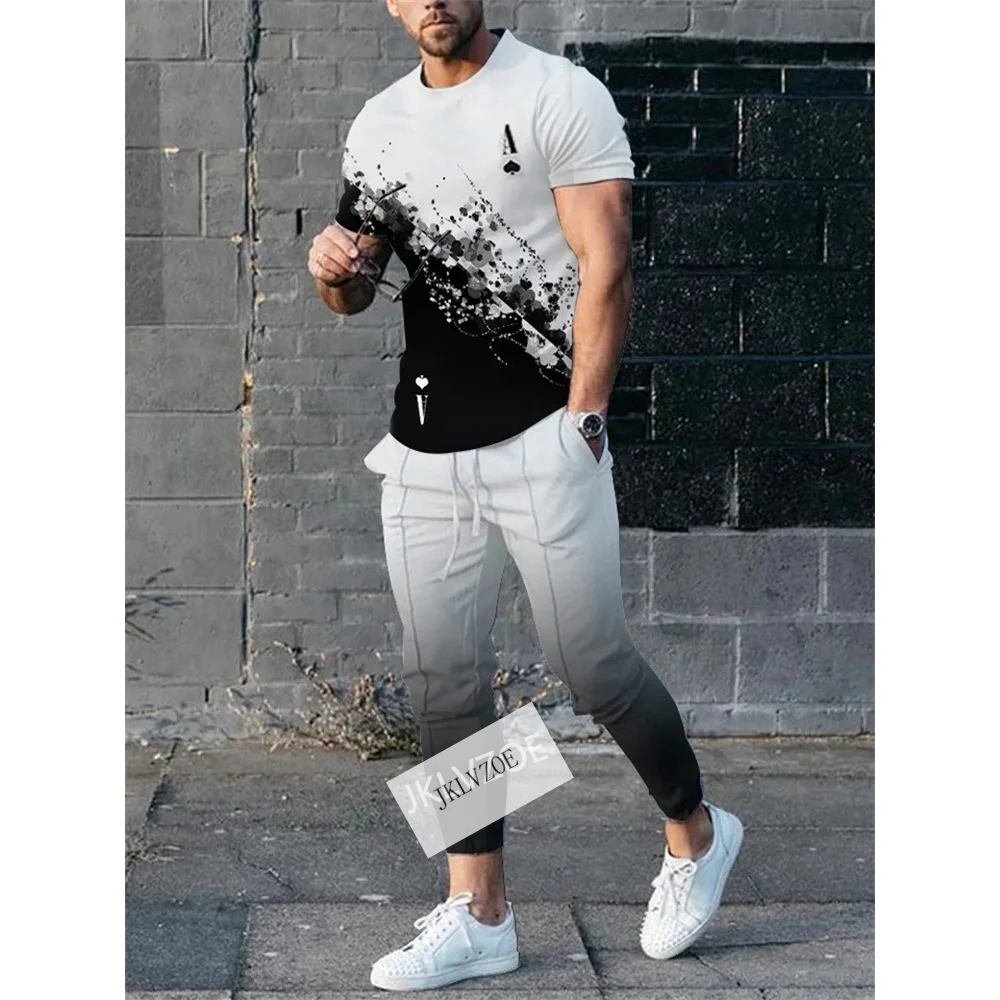 Summer Sportwear Suit Short Sleeve T Shirt Long Pants Men 2 Piece Sets Men Tracksuit 3d Printed Casual Trend Oversized Clothes