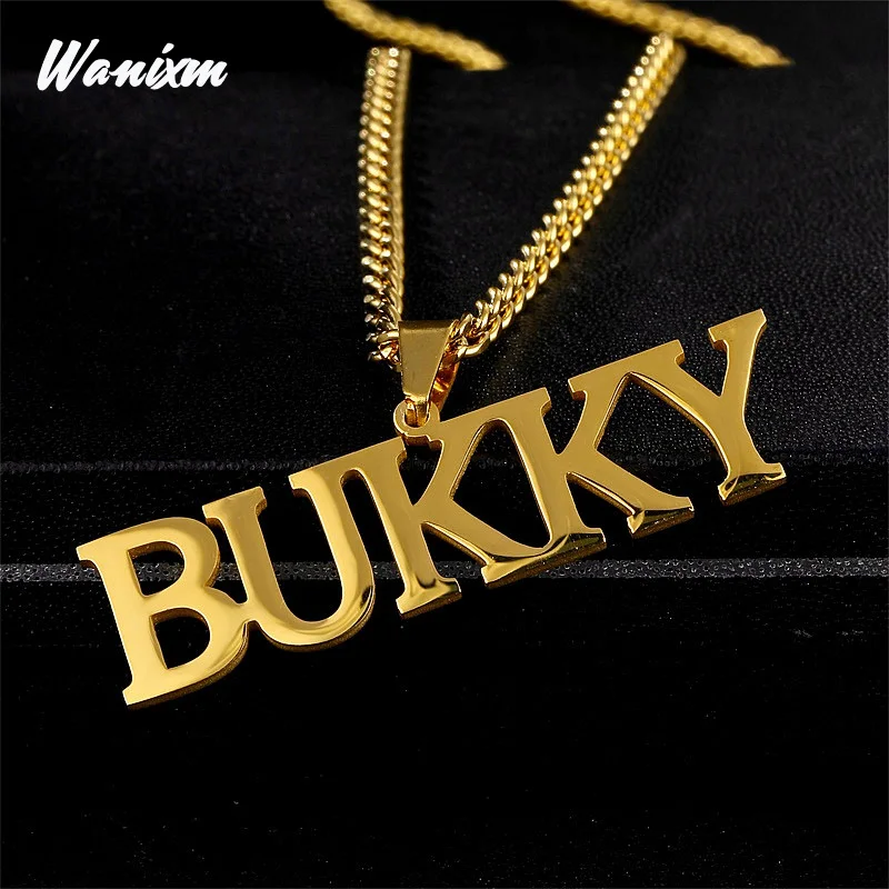 

Customized Name Necklaces Pendants for Men Women Personalized Custom Gold 3mm Cuban Chain Stainless Steel Nameplate Jewelry