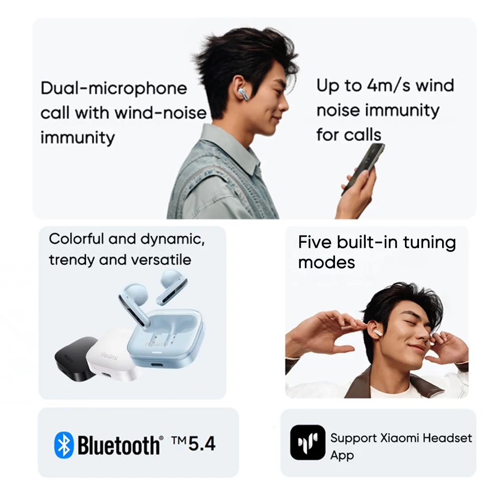 Наушники Xiaomi Redmi buds 6 active четкие наушники с функцией Голосового звонка время