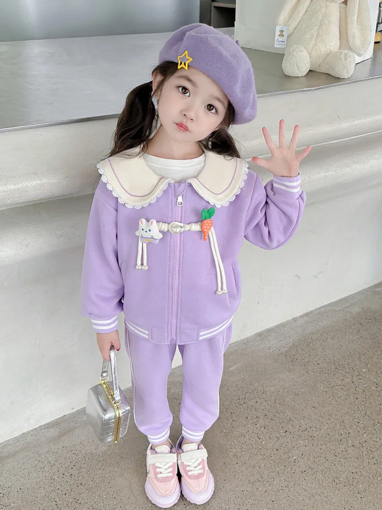 Женский Детский комплект с капюшоном и кукольным воротником осенний Новый