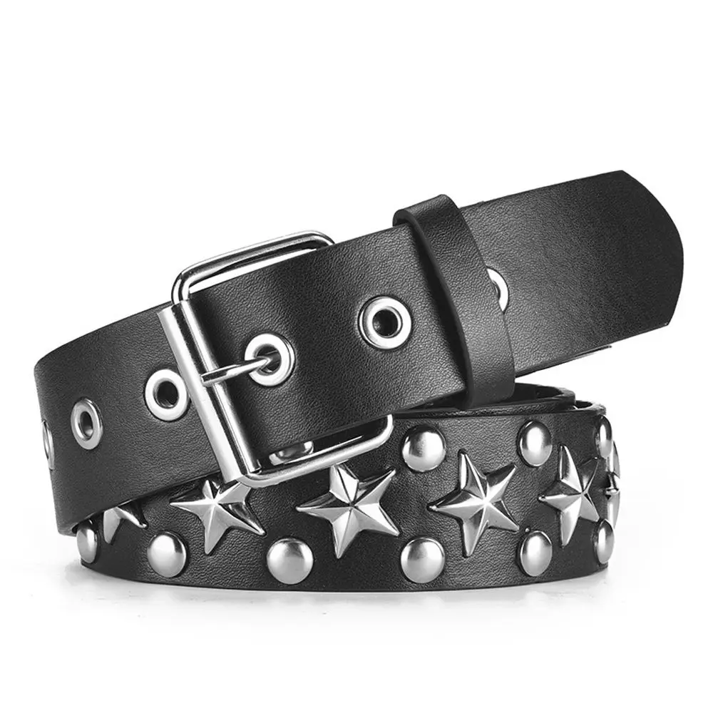 

Jeans Fashion Pin Buckle Pu Leather Goth Style Rivet Women Belt Girdle Waist Belt Man Waistband