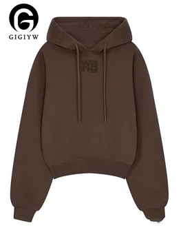 GIGIYW 2022 Wang Autumn New Women's Loose Hooded Sweatshirt Cotton Long-sleeved Pullovers Printed Hoodies Korean Style Coat Tops 1