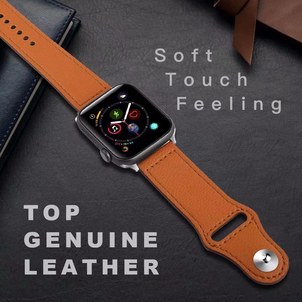 

【For Apple Watch Strap】For Apple Watch Series 7 6 se 5 4 3 Genuine leather loop strap fo iWatch 45mm 41mm 42mm 44mm 38mm 40mm