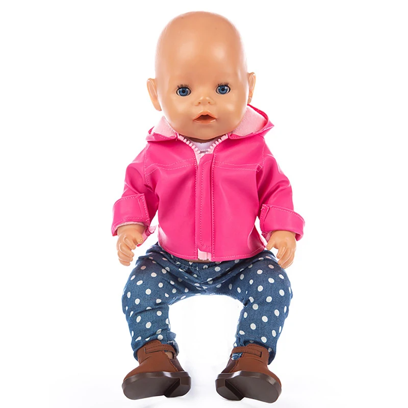 

2022 Born New Baby Fit 17 Inch 43cm American Doll Girl Clothes Accessories Red Leather Suit For Baby Birthday Gift