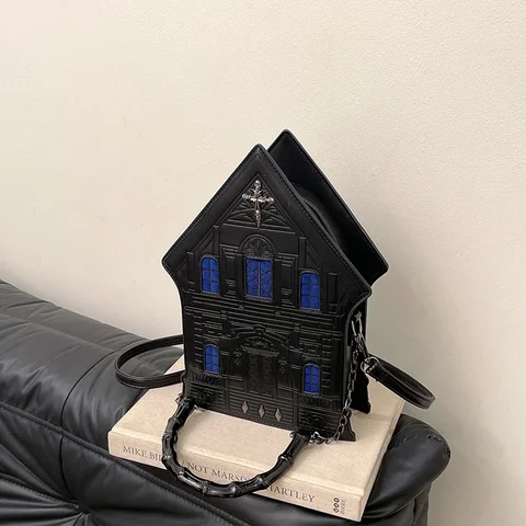 Средневековая сумка на плечо с замком, модная персонализированная женская трехмерная сумка в форме дома в стиле ретро в стиле ретро