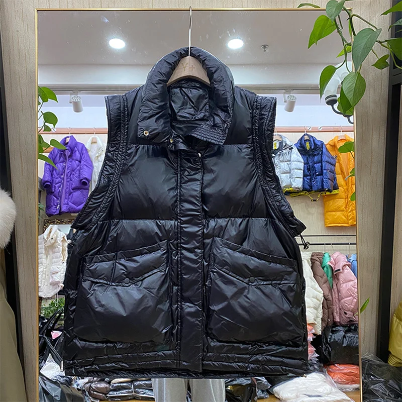 

Winter Women Waistcoat 2022 New Thick Warm 90% White Duck Down Jacket Sleeveless Vest Female Loose Coat Windproof Down Vest