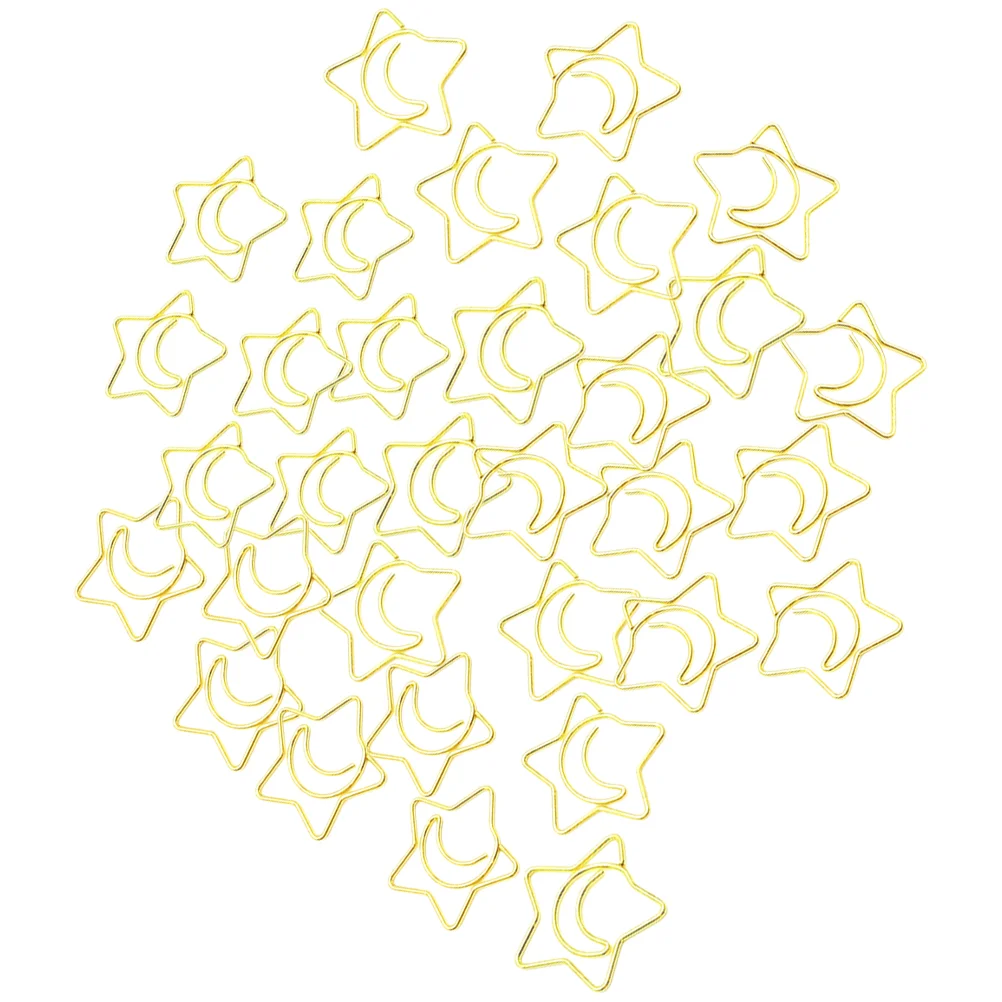 

100 Pcs Paper Clips Gold Decor Book Reading Small Craft Ornaments Office Moon Shape Decorative
