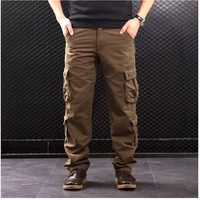 multi pockets military style tactical pants cotton mens outwear straight casual trousers for men four seasons mens cargo pants
