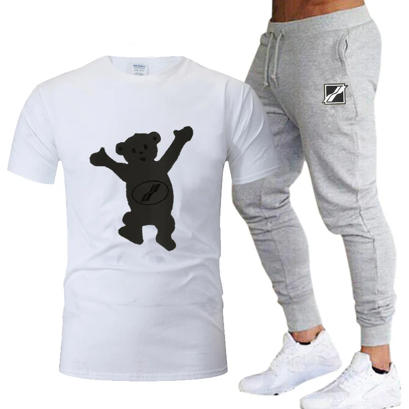 

Лето 2023, Мужская футболка WE11DONE + мужской повседневный спортивный костюм, Модный хлопковый костюм с короткими рукавами и принтом логотипа для бега