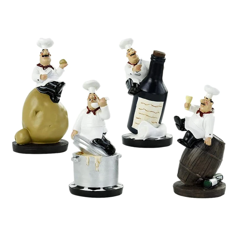 

4 Pcs Resin Crafts Fashion Home Decorations Potato Chef Combination Wine Cabinet Cafe Restaurant Cake Shop Decoration