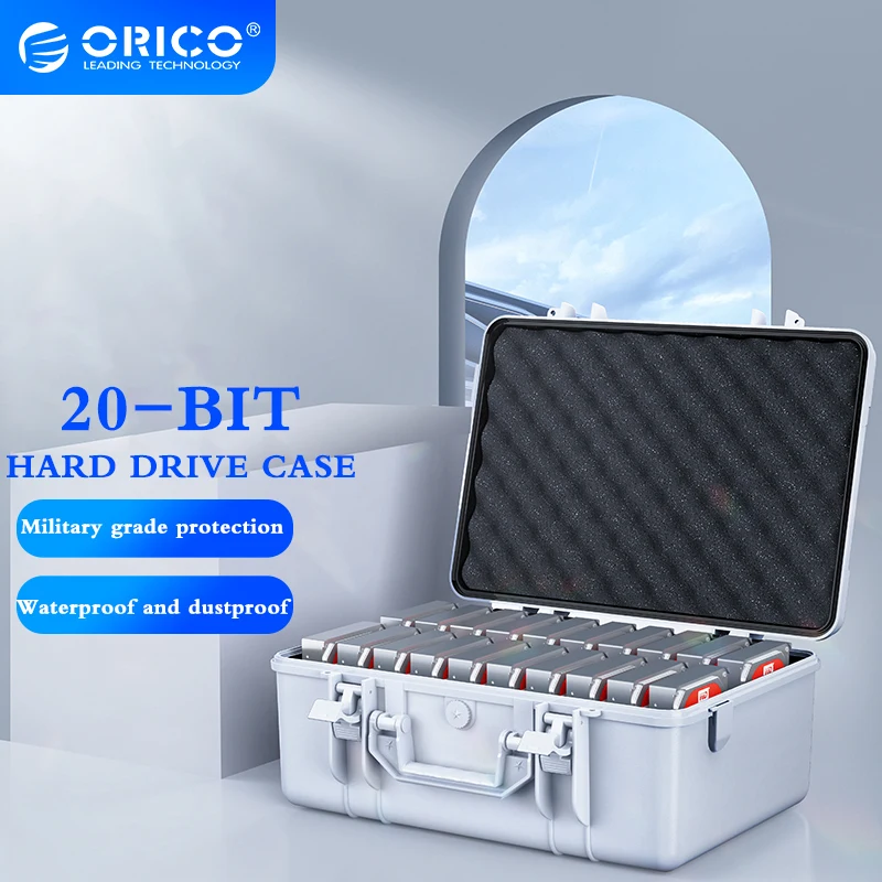 ORICO 3.5 inch 20 Bay HDD Hard Drive External Protection Storage Case Box Portable Multi Bay WaterDustShock-proof