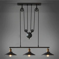 vintage iron loft industrial american style pulley pendant light adjustable wire lamp retractable bar light edison bulb