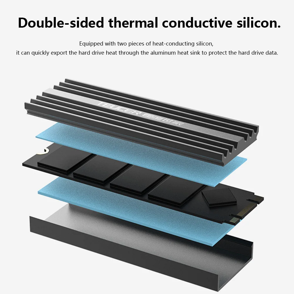 

TEUCER M.2 SSD Cooler NVME NGFF M.2 2280 Solid State Drive Cooler Heatsink Cooling Pad for Desktop PC