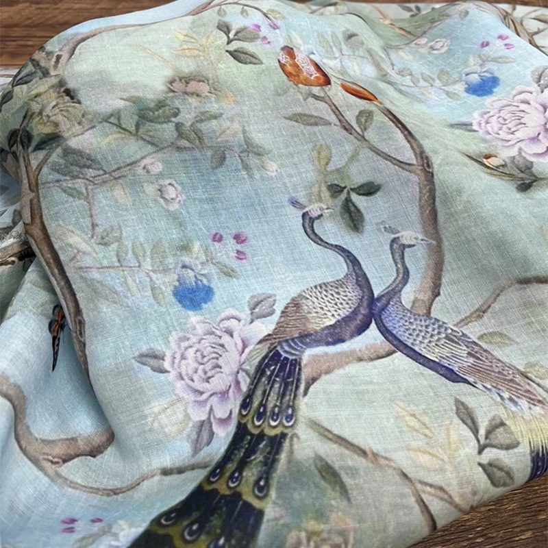 Льняная рубашка-Ципао китайское платье модное Aristolochia Ringens Ramie ткань с принтом