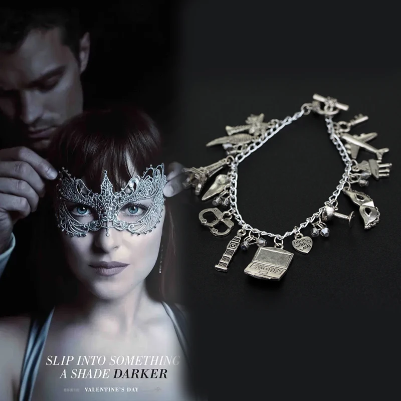 Charm Jewelry Mask Handcuff Pendants Bracelets 50 Fifty Shades of Grey Movie Bracelets Women Cosplay Accessories a bracelet