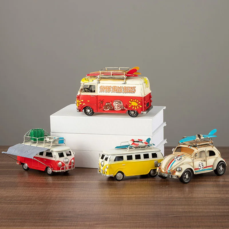 

Multistyle Iron Car Model Vintage Handicrafts Ornaments Home Study Room Bookcase Entrance Decoration Bus Model Birthday Gift